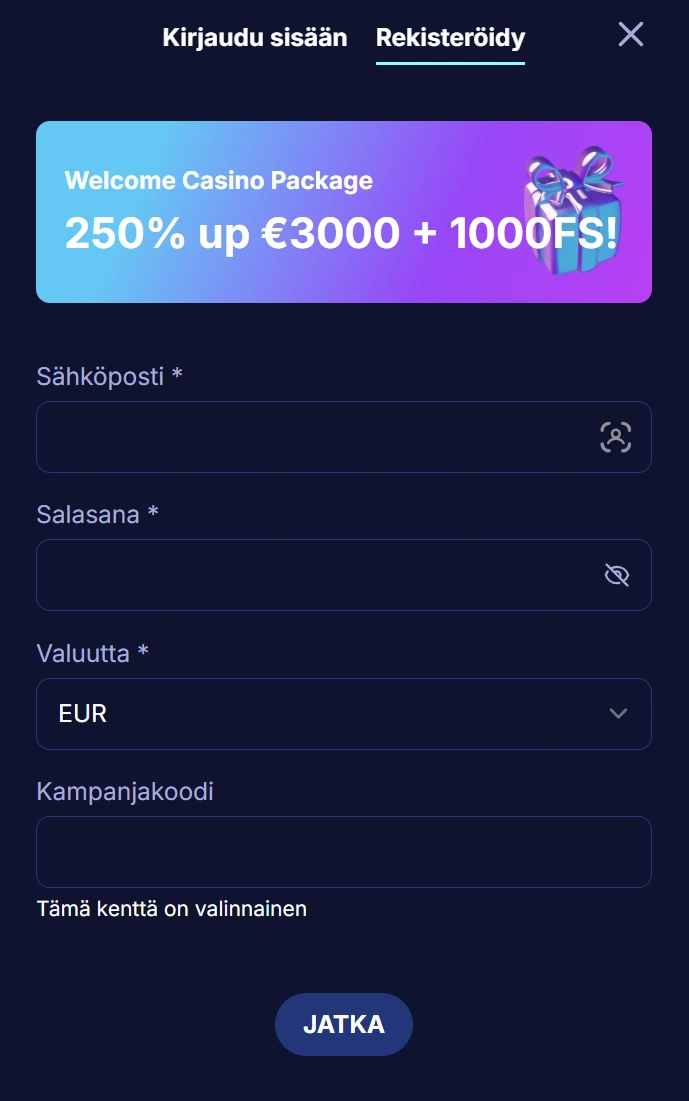 Rekisteröityminen Orionsbet Casinolle