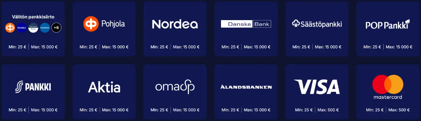 OrionsBet Casino maksutavat